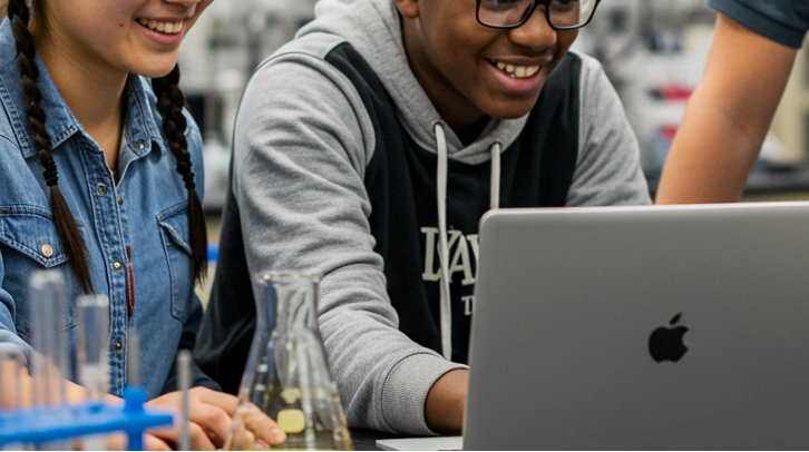Teens collaborating on one of science the typical research projects for high schoolers