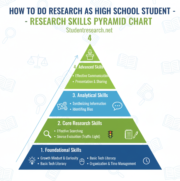 How to do research a high school student- The research skills Pyramid