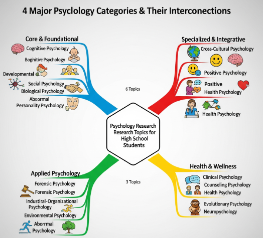 Psychology research topics for high school students- a topics ,mind concept map