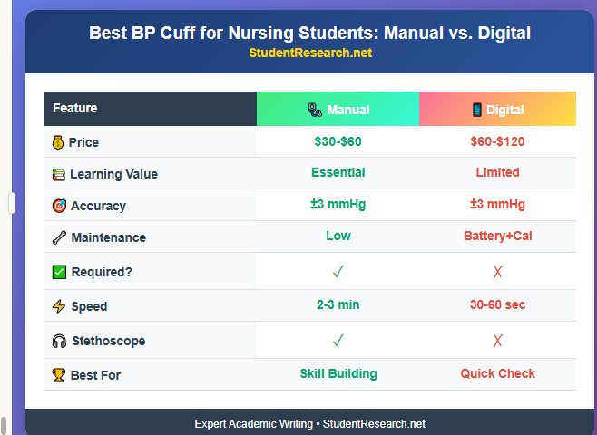 Best Blood Pressure Cuff for Nursing Students- manual vs digital comparison