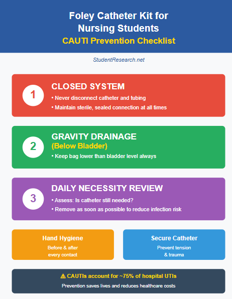 Foley Catheter Kit for Nursing Students- The CAUTI prevention checklist