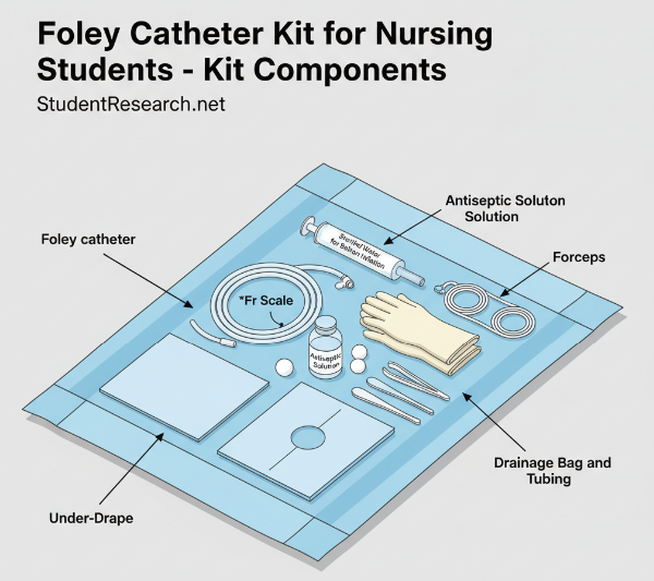 Foley Catheter Kit for Nursing Students-The Kit components.