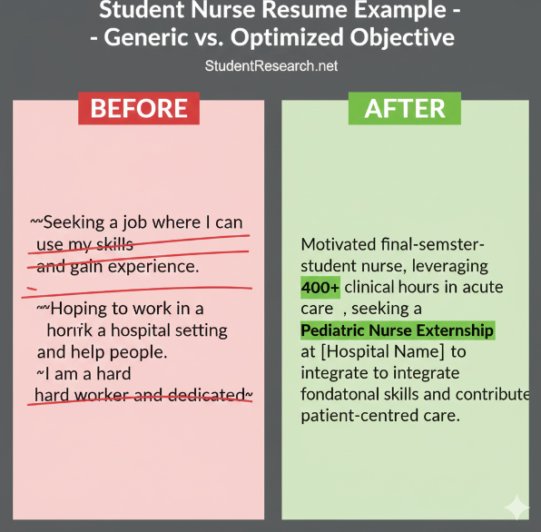 Student Nurse Resume Objective- Before vs. After Objective