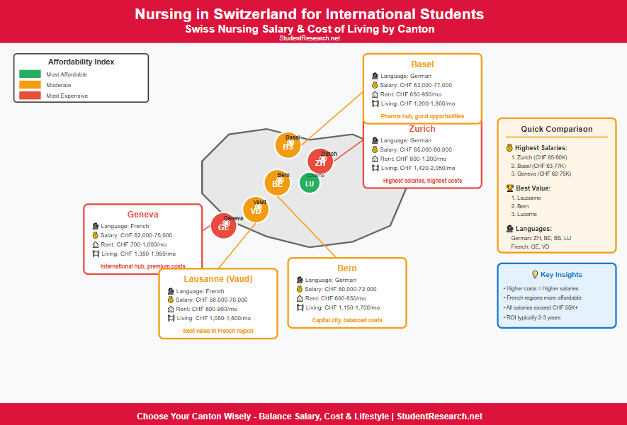 Nursing in Switzerland for International Students-Swiss Nursing Salary & Cost of Living by Canton