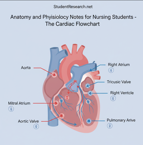 Anatomy and Physiology Notes for Nursing Students-The Cardiac Flowchart