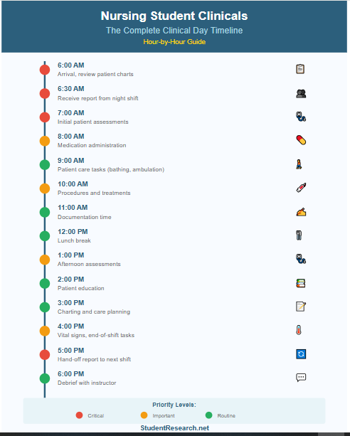 Nursing Student Clinicals-The Complete Clinical Day Timeline Hour-by-Hour Guide