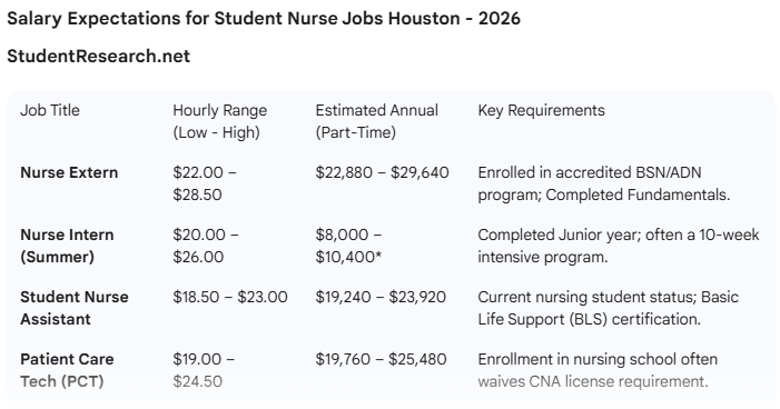 Student Nurse Jobs Houston Salary Expectations.