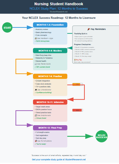 Nursing Student Handbook- Your NCLEX Study Plan 12 Months to Success