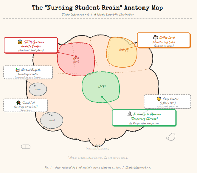 funny quotes about nursing students-The Nursing Student Brain Anatomy Map