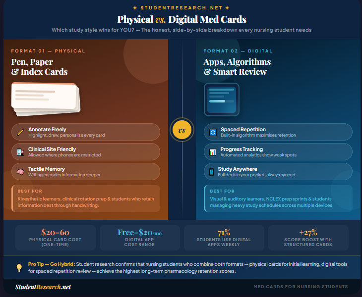 med cards for nursing students-Physical vs. Digital Med Cards — Which Study Style Wins for YOU.