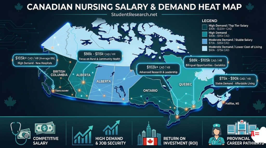 nursing colleges in canada for international students-Nursing Salary  Demand by Province -2026