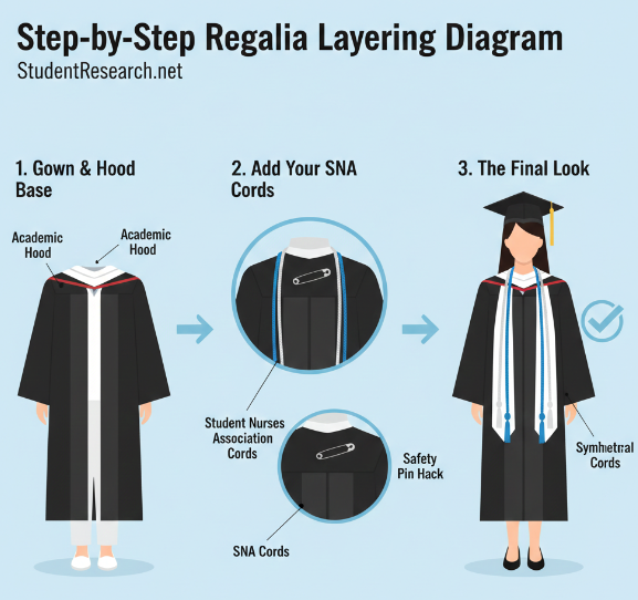 student nurses association cords-The step by step regalia layering guide
