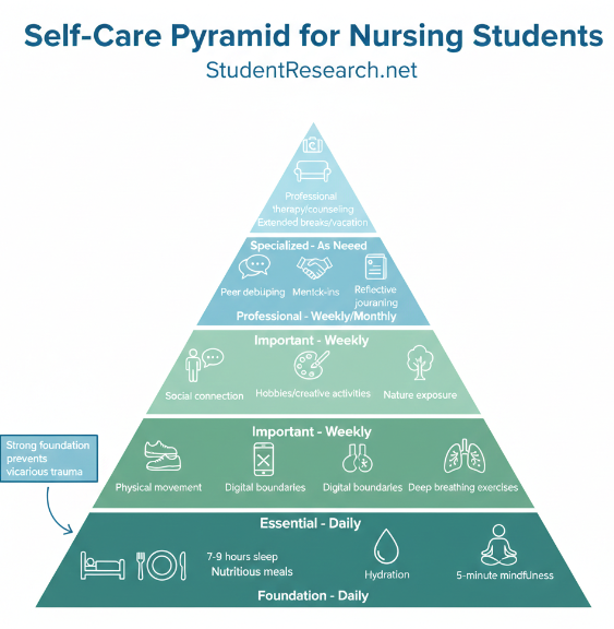 trauma informed care podcast for nursing students- The Self Care pyramid