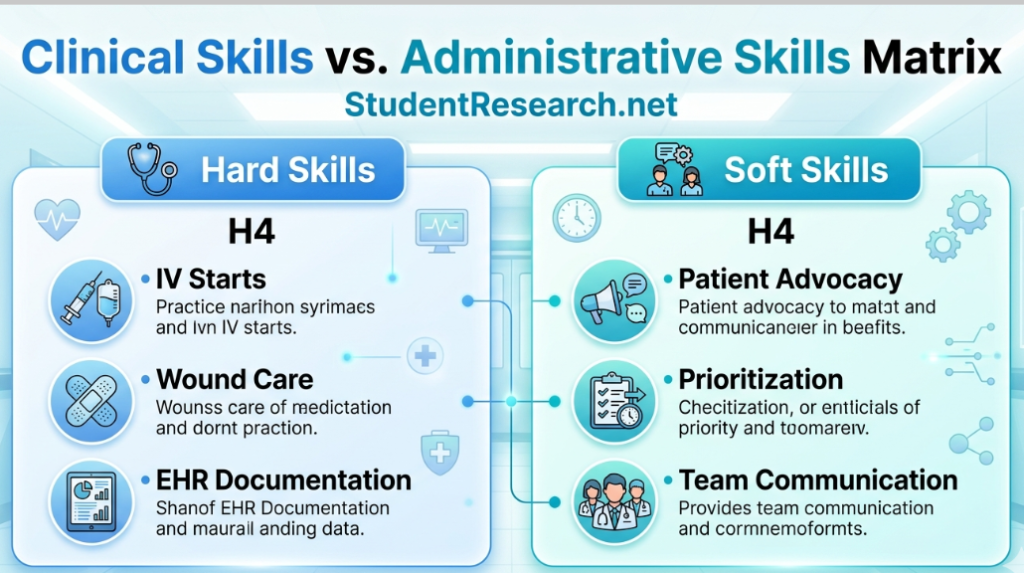 internship for nursing students-Clinical Skills vs Administrative Skills Matrix.