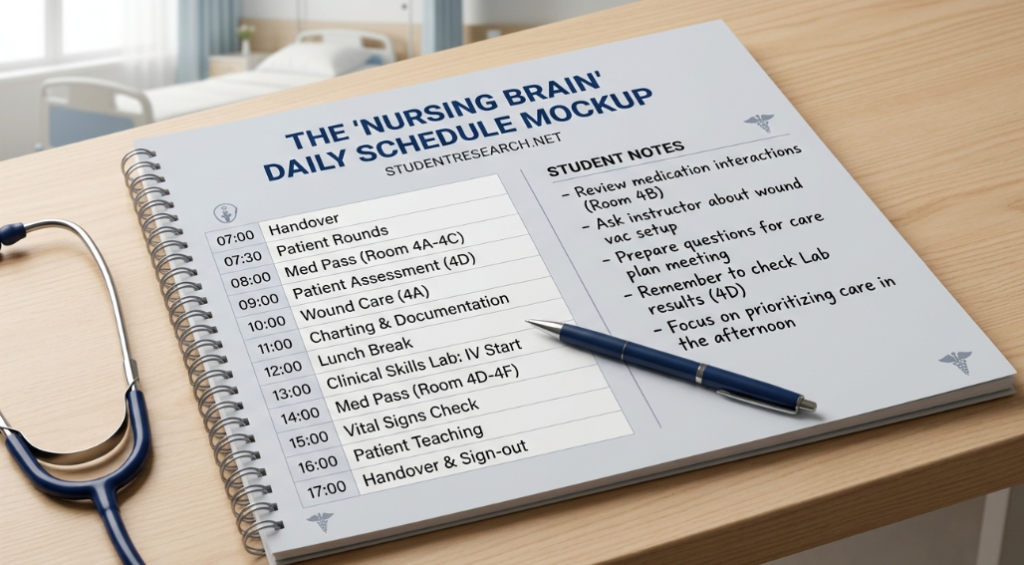nursing programs for international students-The Nursing Brain Daily Schedule Mockup.