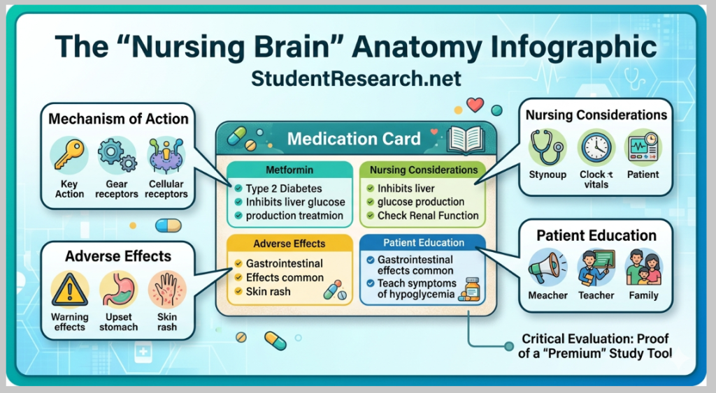 nursing student medication cards-The Nursing Brain Anatomy Infographic.