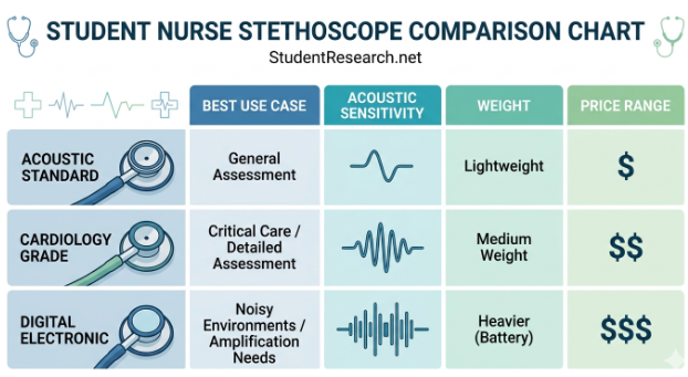 Gifts for a student nurse-Stethoscope Comparison Chart