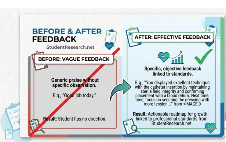 Nursing Student Evaluation Comments Examples-Before and  After Feedback Infographic