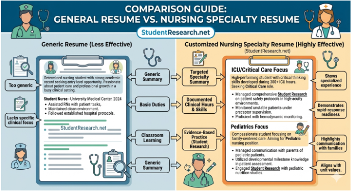 Resume Examples For Nursing Students-Comparison Guide- General Resume vs. Nursing Specialty Resume