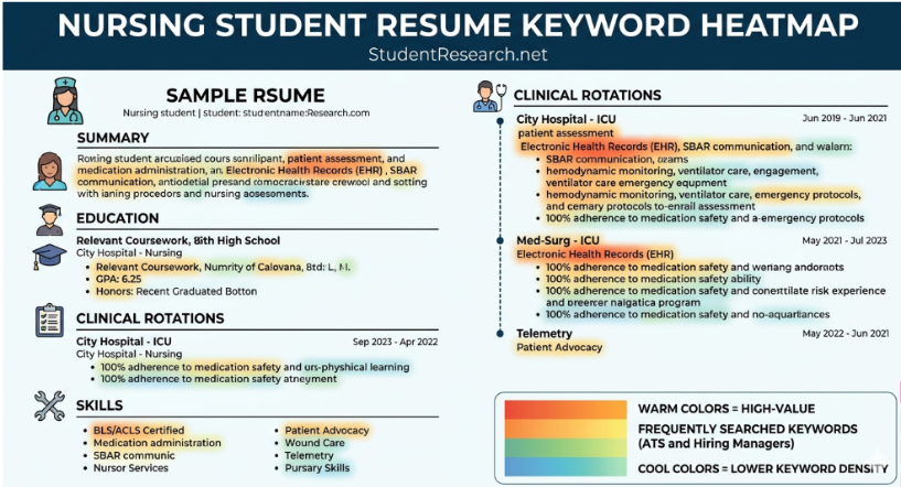 Resume Examples For Nursing Students-Nursing Student Resume Keyword Heatmap