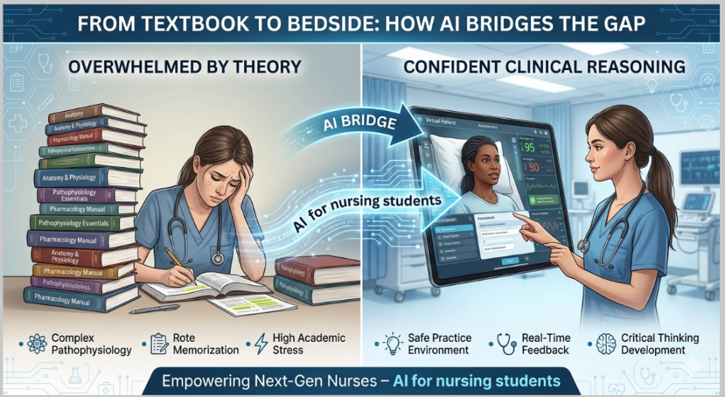 ai for nursing students-The Shift from Textbook to Bedside-How AI Bridge the Gap