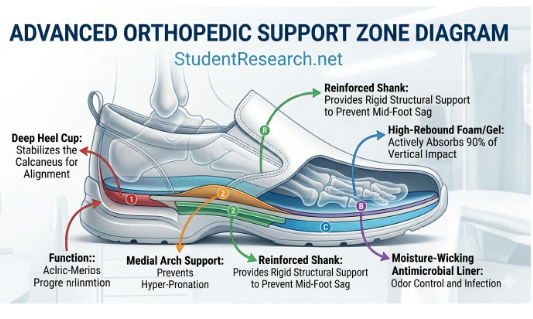 White Shoes For Nursing Students-Advanced Orthopedic Support Zone Diagram.