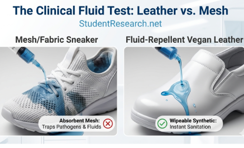 White Shoes For Nursing Students-The Clinical Fluid Test  Leather vs. Mesh.